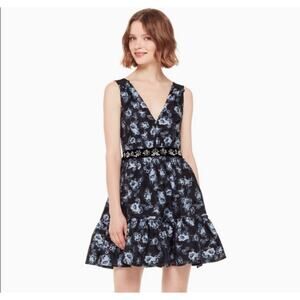 NEW Kate Spade Prairie Rose Jewel Dress Floral Black Blue 00 Fairy Whimsy